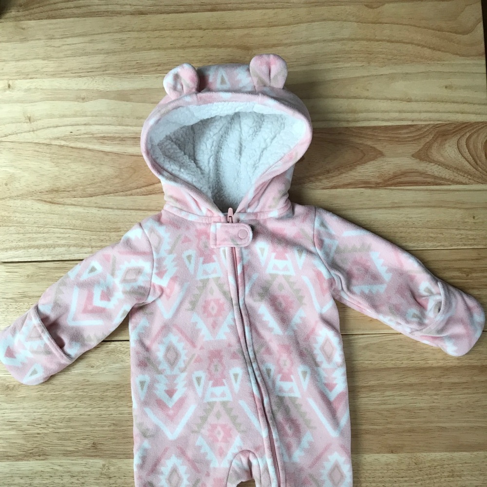 Carters baby girl snowsuit 0-3 months pink